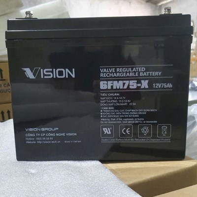 Ắc quy AGM kín khí Vision 12V, 75Ah 6FM75-X